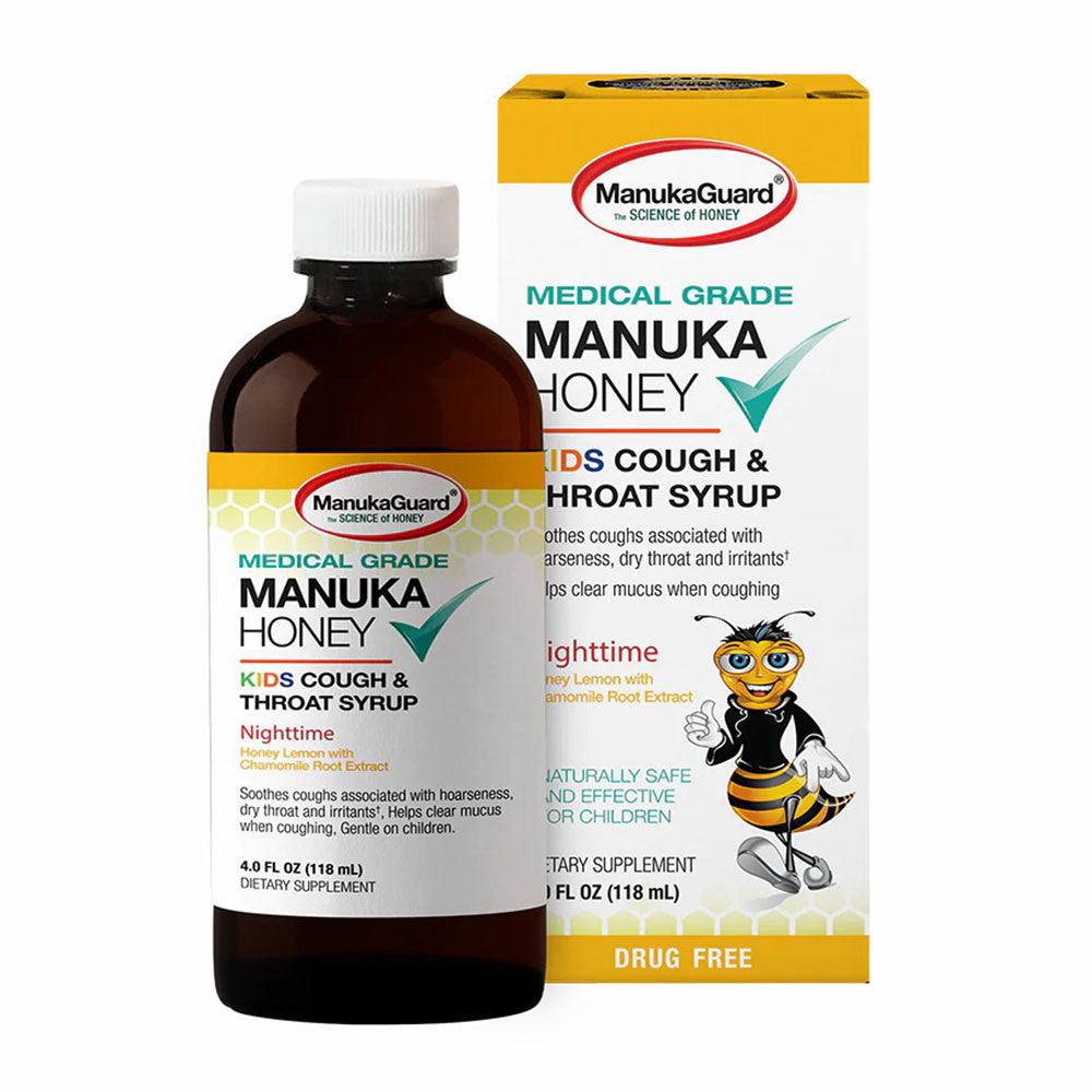 Manuka Honey Kids Nighttime Cough and Throat Syrup, 4 Oz